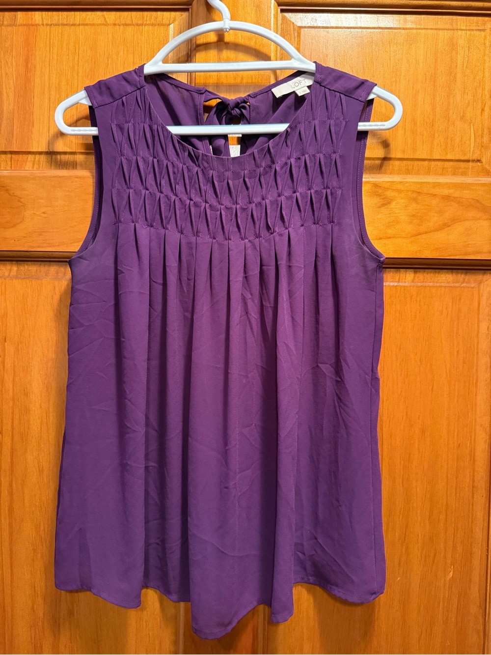 LOFT Purple Smocked Yoke Sleeveless Camisole